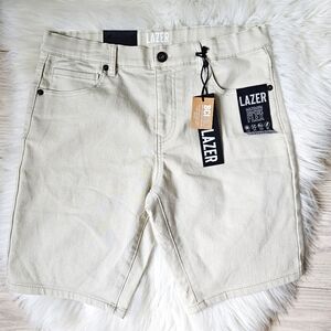 LAZER Flex Slim Comfy Short Khaki Beige Jeans Stretch Slim Fit Youth Size 16